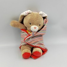 Doudou lapin beige jaune bleu