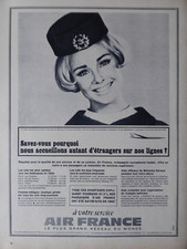 1967 PUB COMPAGNIE AIR FRANCE AIRLINE AIRLINER HOTESSE AIR STEWARDESS FRENCH AD