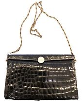 Très Beau Sac Eu Authentique Sac Cuir Crocodile Noir Pourchet Vintage