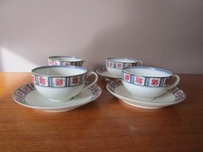 4 Tasses à thé & sous tasses HAVILAND Limoges A.Balesdent Décor de fleurs Roses