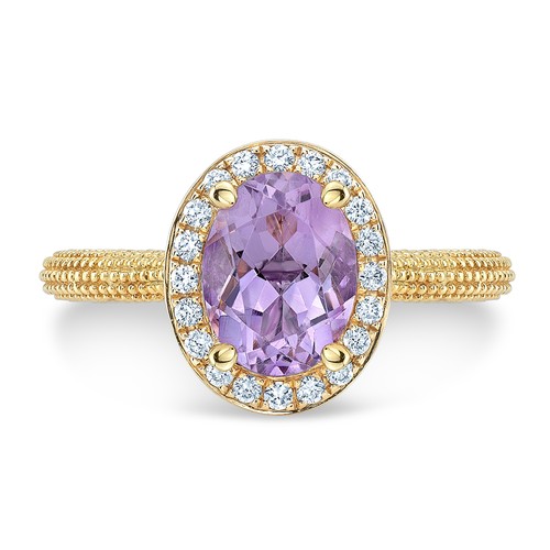 14k jaune ovale violet - ovale,