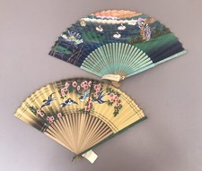 Éventails Papier Peint Main Japon 1930 Vintage Ancien Collection