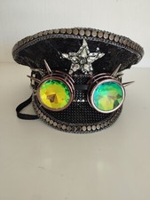 Chapeau de Costume | Coiffe Noire avec yeux Émaillés et Sangles réglables