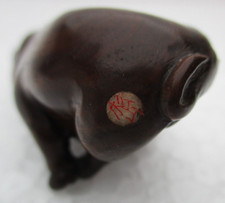 Netsuké bois cochon signe epoque 19eme Japanese Antique carved wood