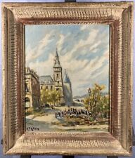 Émile TATIN (1901-2000) marché aux fleurs à Paris avec le Pont Neuf au fond