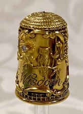 Dés à coudre Franklin Mint en argent sterling plaqué or Wisdom