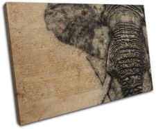 Elephant Sketch Retro Shabby