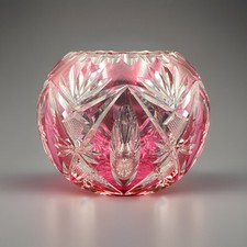 Grand Vase Boule Cristal De Saint-Louis Overlay Rouge Bon état
