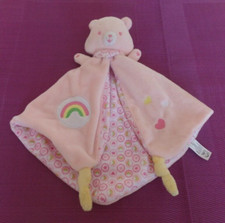 B12G / doudou plat BISOUNOURS rose coeur arc en ciel JEMINI