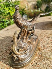 bronze signé Jules Moigniez faisan & lézard- 17.5 longueur et 15.5 de haut 