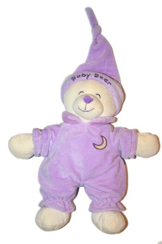 Doudou peluche ours mauve