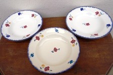 3 assiettes creuses MARY LOU Digoin Sarreguemines France, peint main d 23 cm TBE