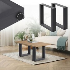 2x Pieds de table industriel piètement meuble profil carré gris foncé 30 x 43 cm