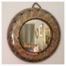 MIROIR CÉRAMIQUE ÉMAILLÉE ATELIER VIEUX MOULIN VALLAURIS MALLARMEY 1950 VINTAGE