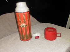 Vintage 1971 King-Seeley Thermos Red and Brown Metal Bottle No. 2210