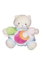 Doudou chat rond rose orange