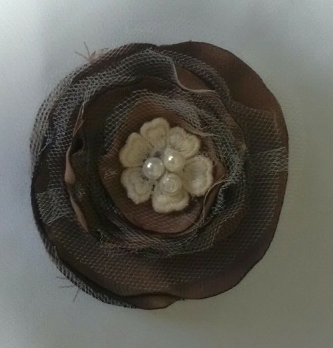 Broche fleur tissu fantaisie - broche,