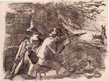 Chasse dessin original lièvre