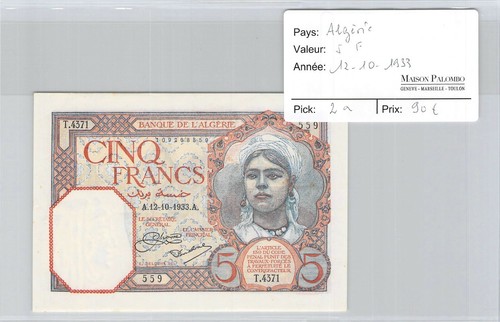 Billet algerie francs - algerie,