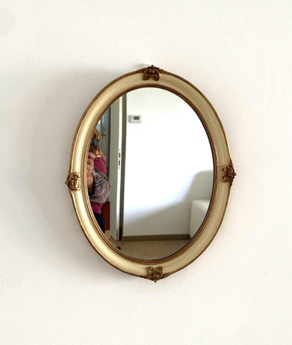 Miroir ovale stuc doré - miroir,