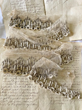 Antique French Edwardian Silk Trim with Gold Wire Accents – Scalloped Design 6ft