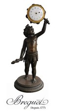 Arlequin bébé bronze pendule mécanisme Breguet XIXème