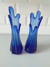 2 vases en verre Bleu cobalt 5