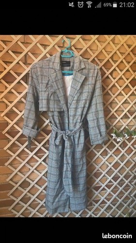 Trench carreaux femme xs - trench, à