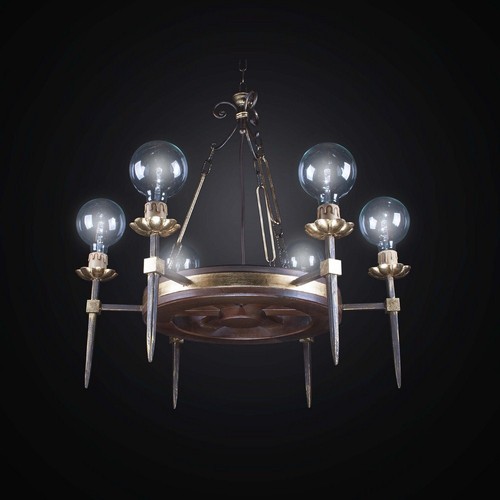 Lustre rustique bois fer - rustique,