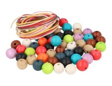Perles en bois boule couleurs