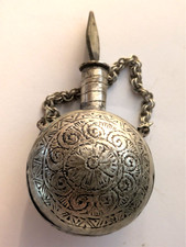 Ancienne fiole à parfum avec sa chaîne 4,5 x 10 cm