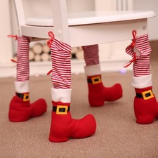 4x Chaussettes Pied Chaise de Noël Meuble Bonnets Protection Sol Antidérapant