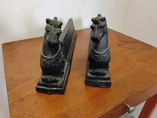 Paire De Chenets En Fonte " Tête De Cheval"