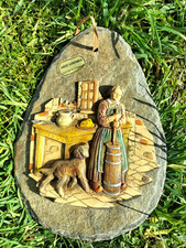 Ancienne Décoration Mural Sur Ardoise " LAUZE VÉRITABLE" Fabrication Artisanale 