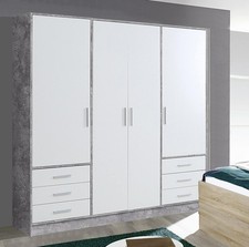 Armoire 206,5Cm Effet Béton Blanche Chambre À Coucher