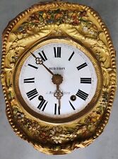 🍀Ancien mouvement d'horloge comtoise Merceron fronton  polychrome