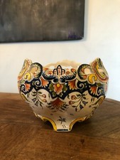 JOLI PETIT CACHE-POT EN FAÏENCE DE DESVRES décor " VIEUX ROUEN "