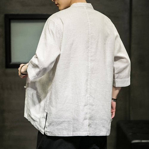 Hommes coton lin manche - coton,