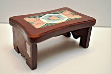 Antique en Bois Pli Tabouret Décoratif Floral Carreau Haut Portable ♥ Collect