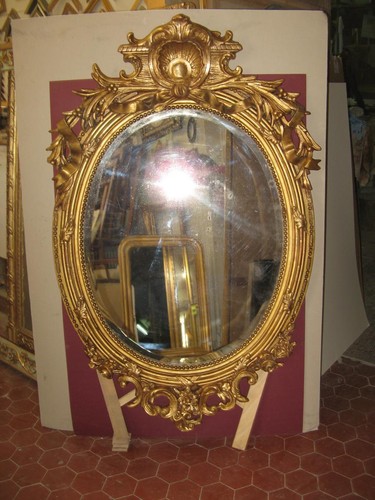 Miroir ovale avec frontons - miroir, en