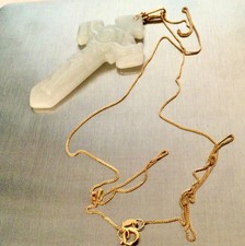 Collier Or 18 Carats-Jade Chaîne-Grand Pendentif Croix 750 18K Médaille Crucifix