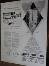 VUITTON malle armoire 133 + OAKLAND auto publicité papier ILLUSTRATION 1928
