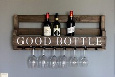 Étagère à Vin Vino Verre Porte en Plaque Range-Bouteilles 90 CM Large Bois Braun