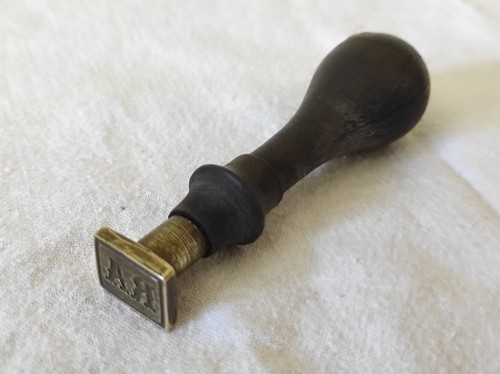 Ancien tampon encreur bois - encreur, et
