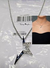 Thierry MUGLER ; Collier acier zircon,émail bleu ; réf T41105SBZ .