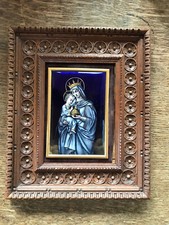 Email Limoges Peint Ancien Vierge A L Enfant