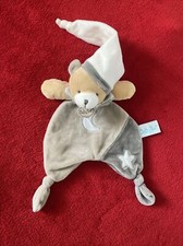 🇫🇷 BABYNAT DOUDOU OURS PLAT BEIGE GRIS BONNET ETOILE LUNE LUMINESCENT NEUF