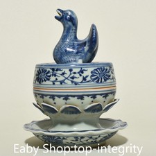 8" vieux bleu blanc porcelaine