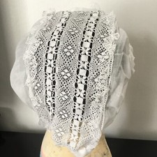 Bonnet Ancien Broderie Dentelle Coiffe Antique French Lace Bonnet 19thC