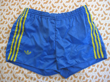 Short Adidas Ventex Bleu et jaune Vintage satin brillant Polyamide 80'S Foot - S